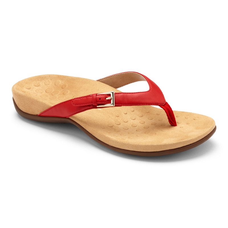 red toe post sandals