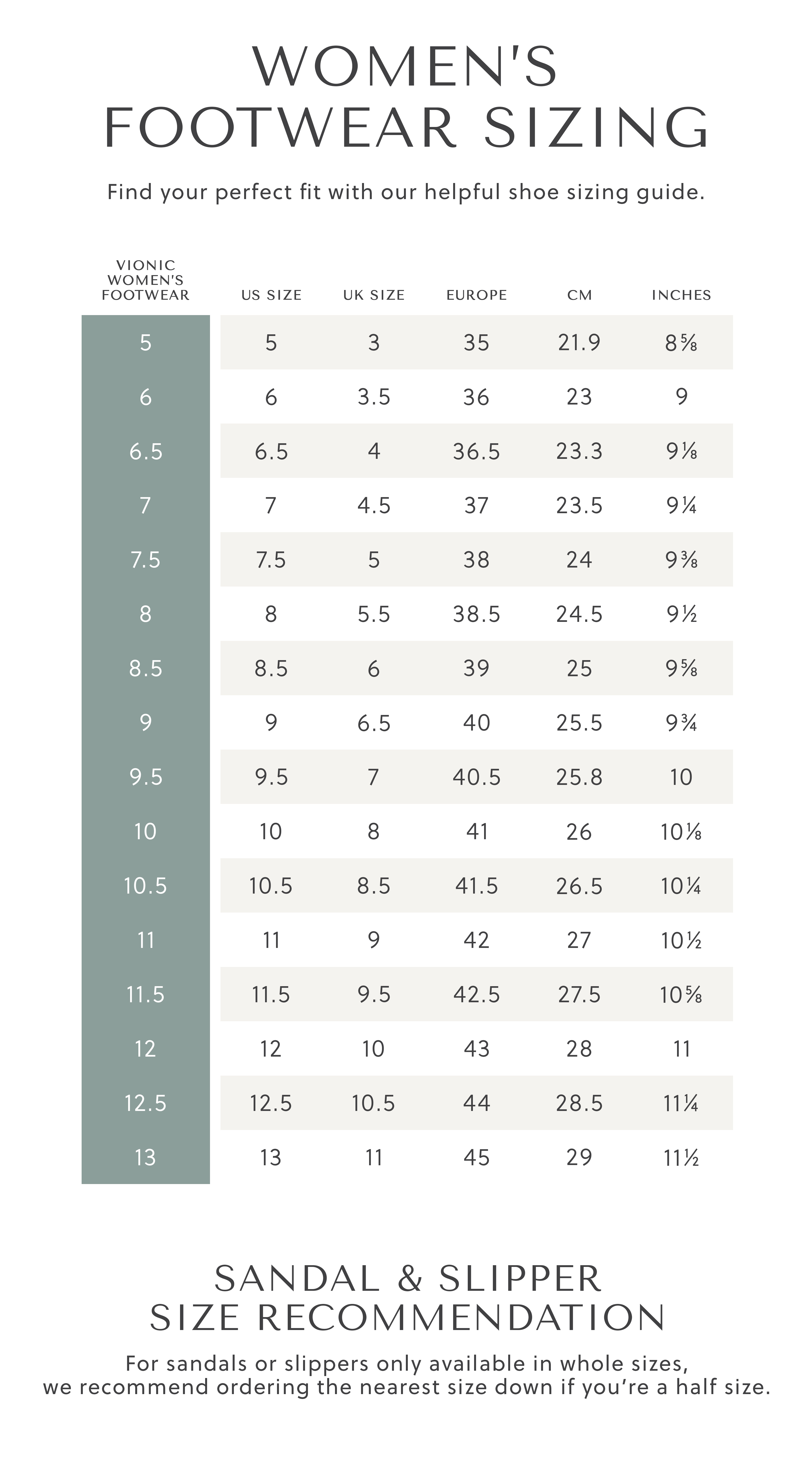 Vionic Wide Shoes size chart: Do Vionics run true to size?